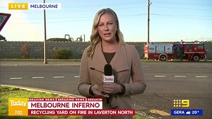 #BREAKING: A huge fire has engulfed a recycling facility in Laverton North, in Melbourne's west. #9News | WATCH LIVE 6pm | 9 News Melbourne