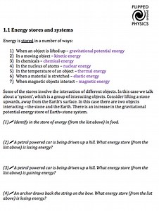 Energy stores and systems, GCSE physics