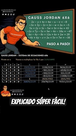 Gauss-Jordan 6x6 System Easy and Fast 🚀#linearalgebra