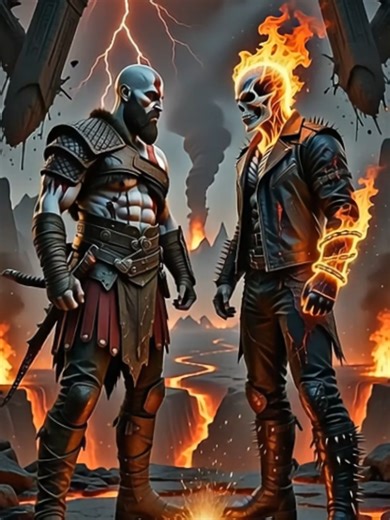 Kratos vs Ghost Rider God of War meets Spirit of Vengeance. Hell itself chooses a winner. #kratos #ghostrider #godofwar #marvel