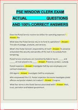 Pse Window Clerk Exam Actual Questions And 100 Correct Answe video