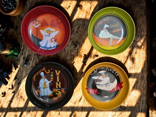 Italian Ceramic Pasta Dishes Set of 4 - 7" Bowls Dinnerware