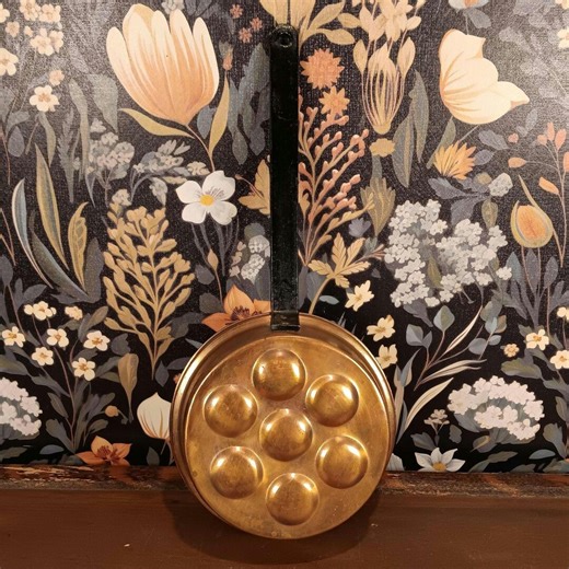 Vintage French Country Kitchen Copper Pan With Hand Forged Handle | Antique Copper Egg Poacher | Escargot Pan | Primitive Kitchen Decor - Etsy