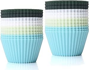 Silicone Baking Cups, Reusable 24 Pack Cupcake Liners Muffin Cups Nonstick Standard Size Cupcake Holder Molds Muffins Cup Molds