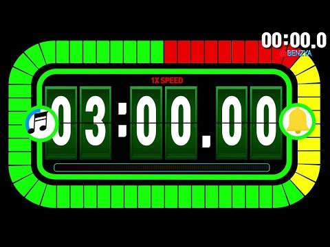 colorful rectangle flip clock 03:00.00 ~ 0 countdown with centisecond timer alarm🔔