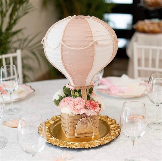 Hot Air Balloon Centerpiece: Bamboo Lantern, Faux Leather Basket - Etsy