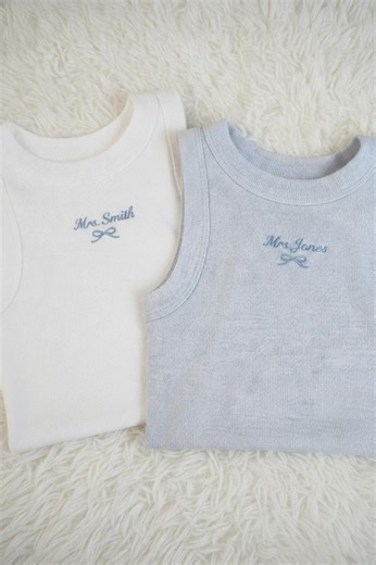 Custom Embroidered Bride Tank Top, Custom Mrs Tank Shirt, Engagement Reveal Outfit, Bachelorette Party Gift for Bride - Etsy Canada