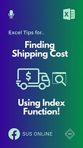 61K views · 248 reactions | Excel Tricks To Get Shipping Cost Using Index Function! #Excel #exceltips #excelfunctions #accounting #productivity | SUS ONLINE | Facebook
