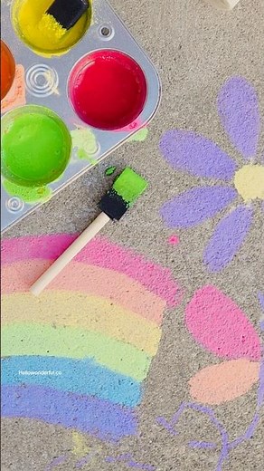 Make easy DIY vibrant sidewalk chalk paint! 🎨 tutorial on Hellowonderful.co search “chalk.”