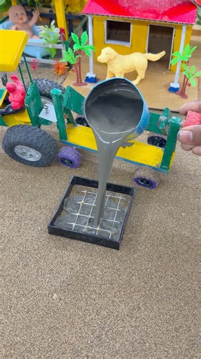 Mini Construction STOP Sign Cement Pouring 🚧🧱 | Realistic DIY Project #shorts #youtubeshorts