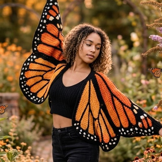 Butterfly Cardigan Crochet Pattern PDF, Monarch Butterfly Wings Sweater, Crochet Clothing, Beginner Friendly, Tutorial Lifetime Access - Etsy