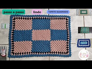 RECTANGULAR 3-COLOR CROCHET RUG STEP BY STEP