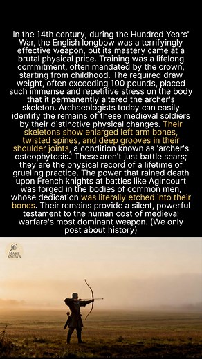 83K views · 883 reactions | The bones of medieval archers tell a story of extreme dedication and physical sacrifice. #history #archaeology #medieval | Make Known | Facebook