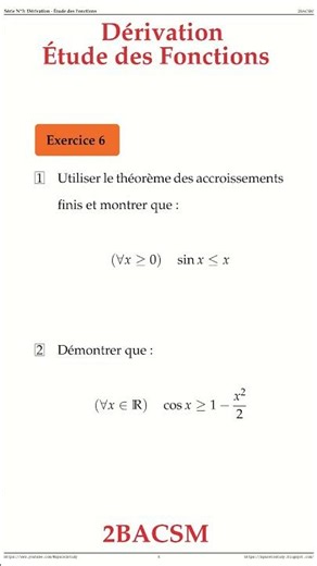 Exercice 6 Derivation et Etude des Fonctions 2BACSM Maths space2study M2BSMS3v12