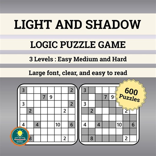 600 Puzzles Printable Logic Puzzle Game Logic Brain Games PDF for Adults Instant Download - Etsy