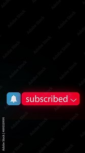 Mouse click on subscribe button with notification bell, social media asset for channels, digital animation on black, vertical