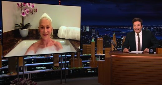 Helen Mirren once surprised Jimmy Fallon by doing her interview in a bathtub: "Running out of bubbles..."