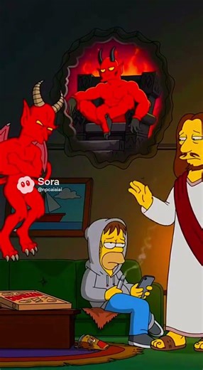 a Simpsons Skit Of a lukewarm Christian being Spiritually Attacked