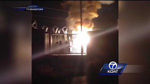 Transformer explodes after large raccoon climbs into it