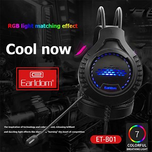 Earldom RGB Wired Gaming Headset PC 3.5mm Headsets with 50MM Driver, Surround Sound & HD Microphone, Gaming Overear Headphones for Xbox One PS5 PS4 Nintendo Switch Computer Laptop