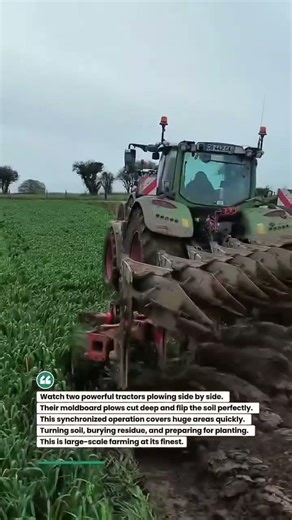 Dual Tractor Plowing Massive Fields Fast! #farming #tractor #agriculture