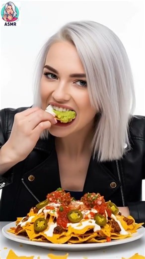 Spicy Loaded Nachos ASMR | Ultimate Crunchy Cheese & Jalapeño Eating Sounds 🔥🧀 #asmr #asmrshorts