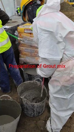 Preparation of grout mix under Base plate of Piperacks and various equipment foundation s