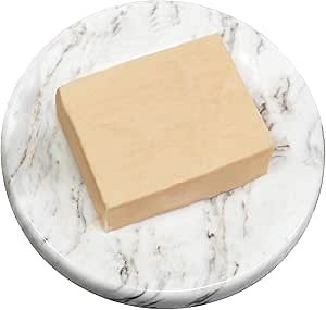 Natural Marble Soap Dish, Black Round Jewelry Dish 4.5 inch, Limestone Shower Soap Holder, Modern Stone Sponge Holder with White Stripe, Obsidian Bar Soap Saver Tray for Bathroom, Kitchen