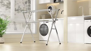 JAUREE 79 inches Clothes Drying Rack,Foldable Space Saving Laundry Drying Rack Stainless Steel,Indoor Outdoor with 20 Windproof Hooks