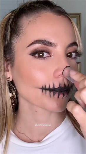 EASY Skeleton 💀 Hack using a Toothpick 🖤 #makeup #halloween #skeleton