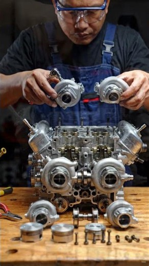 Restoring a Rusted Mini Twin Turbo V8 Engine! 🔥 Full Engine Rebuild ASMR (Satisfying)
