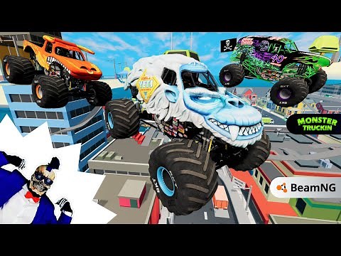 Monster Jam INSANE Racing, Freestyle and High Speed Jumps #2 | BeamNG Drive | Grave Digger