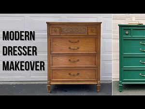 How to Paint Vintage Furniture *Respectfully* | Modern Dresser Makeover | Damaged Laminate & Veneer