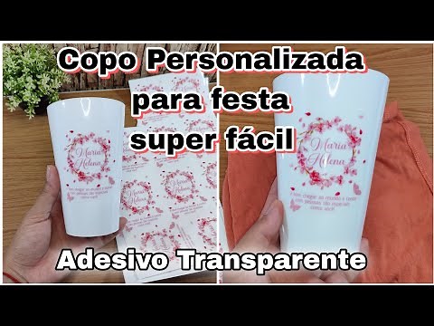Step-by-step tutorial for an easy personalized cup for party favors / transparent sticker ✅