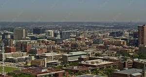 Denver Colorado Aerial v29 close up low flyover of Auraria and university area with downtown cityscape views - DJI Inspire 2, X7, 6k - August 2020