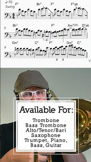 Slow F Blues Jazz Etude - #jazz #trombone #swing #blues #improvisation