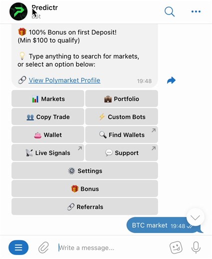 THIS UPDATE JUST CHANGED EVERYTHINGYou can now run a Polymarket trading bot in 3 clicksThose who joined make $1,000 dailyAnd here's how you can make it too:The setup is easy.1. Go to [https://t.co/bfc6kgd8Jd]2. Click on Custom Bots button3. Pick any market and settings you wanna useNow your bot will trade them automatically.I will share my exact setup in my next post.Already printed +$749 today, but this is just a start.Try the bot now and you'll feel the difference.No need of manual trading any