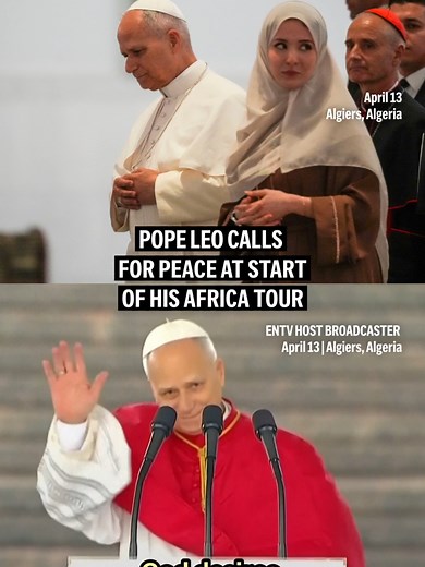 Pope Leo XIV called for peace and the end of “neocolonial tendencies” in world affairs on Monday during the first papal visit to Algeria, all while facing an extraordinary broadside by President Donald Trump over his criticism of the U.S.-Israeli war with Iran. Leo’s arrival in Algiers marks the start of an 11-day tour of four African nations — Algeria, Cameroon, Angola and Equatorial Guinea. #pope #popeleo #algeria #trump #iran