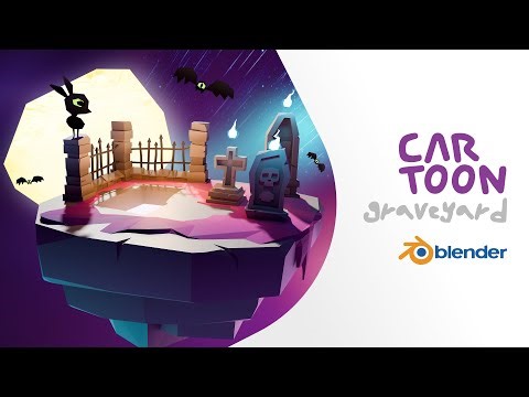 Cartoon Graveyard in Blender 3D