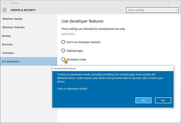 How to disable or enable Developer Mode in Windows 11