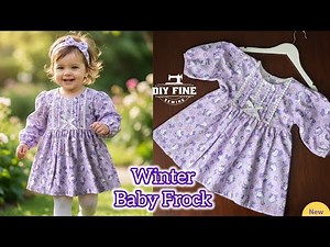 Hello Kitty Winter baby frock cutting and stitching tutorial || Baby frock