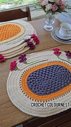 Crochet table mats #crochet #style #mat #runner #homedecor