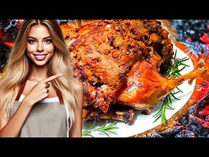 BEST Stuffed Duck Recipe in the Oven with Apples and Walnuts
