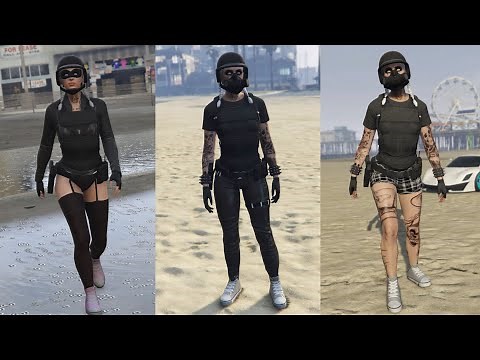 GTA 5 Online, Female Outfits, Catsuit, Black Stockings, Any Shoes, Half Body Armor, Belt [Tryhard]