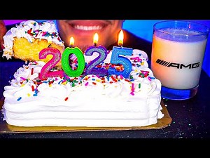 HAPPY NEW YEAR 2025 JERRY ASMR EATING CAKE WITH MILK MUKBANG SOFT EATING MOUTH SOUNDS TINGLES