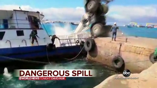 Cleanup underway after crane collapse near Galapagos Islands