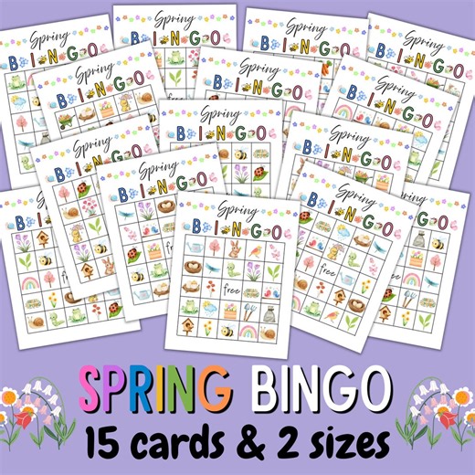 Printable Spring Bingo Game for Kids, Spring Party Game, Classroom Activity, Spring Break Printable, Preschool Kindergarten Bingo - Etsy