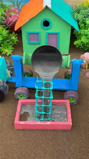 Mini Concrete Mixer Machine DIY 😱 | Satisfying Cement Pouring Model #Shorts