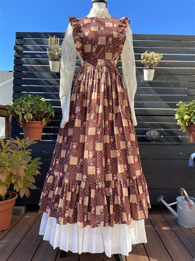 Vintage Brown Prairie Patchwork Apron Sz XS/S - Etsy