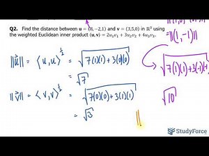 Find the norm and distance of vectors based on weighted inner product